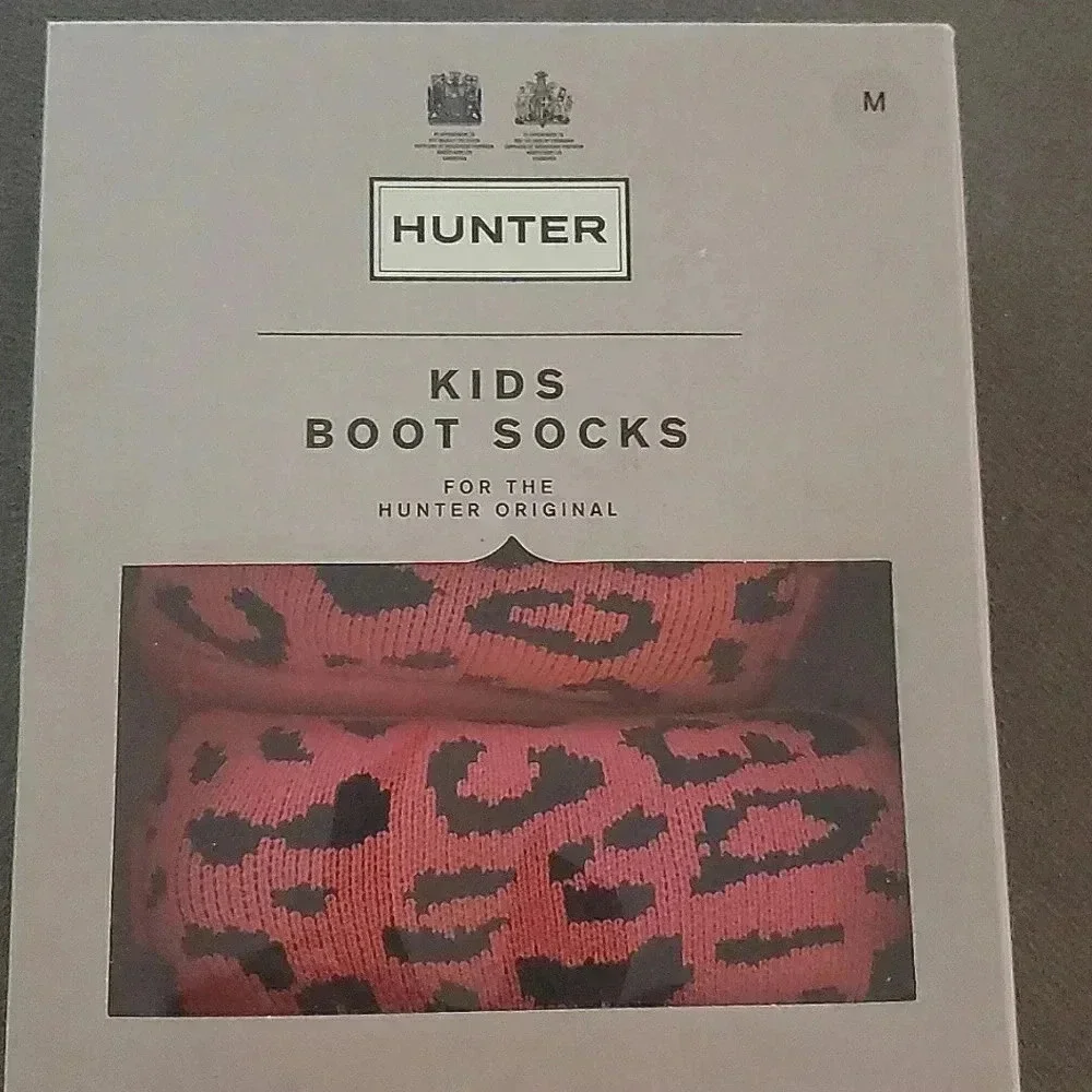 Hunter Snow Orange Leopard Boot Socks Children's Size Medium New